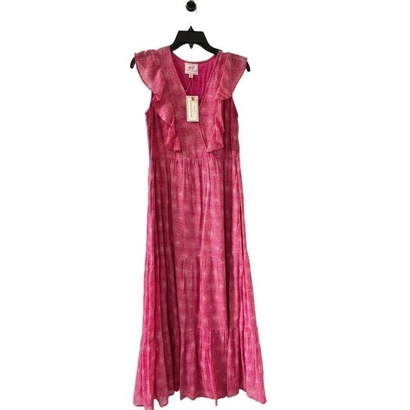 Banjanan Petal Powder Fuchsia Tiered Orion Maxi Dress Women’s Size Medium - Picture 1 of 8